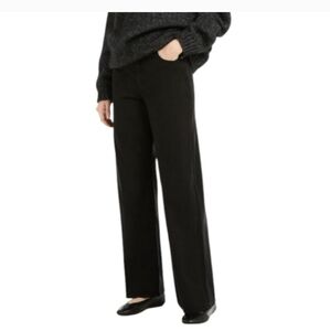 A23 S' Max Mara Black Mid Rise Belted Cotton Straight Wide Leg Trouser 8